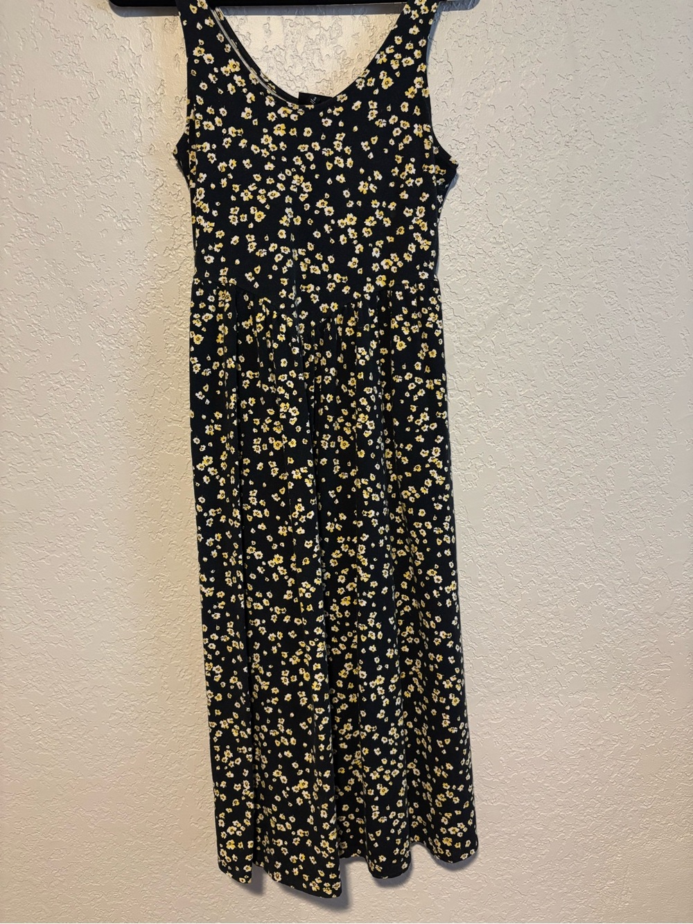 Women’s Black Floral Maxi Dress with Yellow Daisies